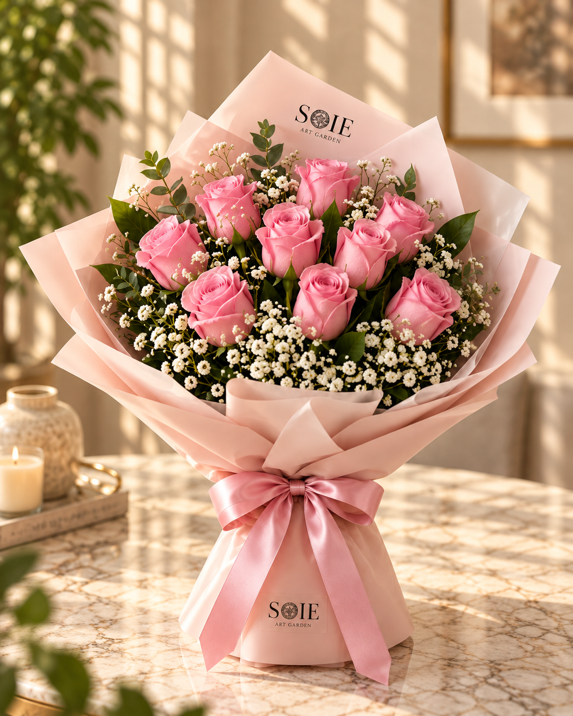 11 Pembe Gül Buketi